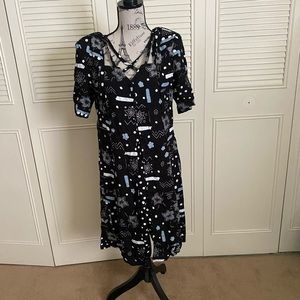 The Avenue black vintage romper mock dress polka dot floral size 14/16